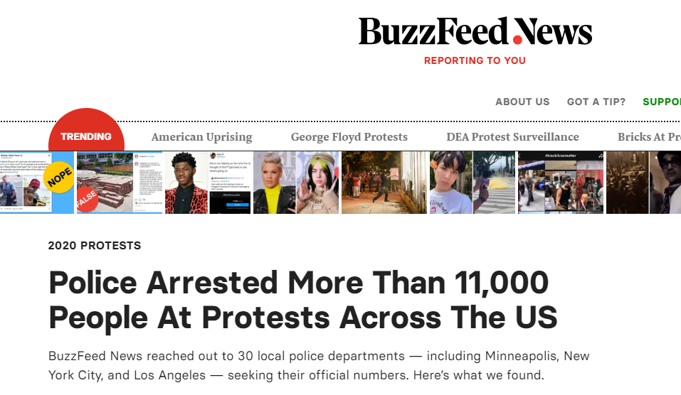 全美抗议持续蔓延 美媒：保守估计逮捕人数已破万