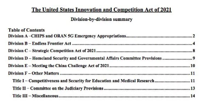 美参议院此前公布的法案纲要(图源:美国国会参议院)