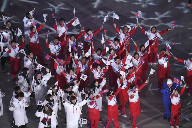 平昌冬奥会开幕式上韩朝运动员共同入场