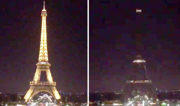 据英国媒体报道，巴黎埃菲尔铁塔灭灯为曼切斯特爆炸案中的遇难者默哀。