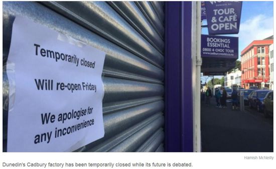 吉百利新西兰厂突然宣布将关闭 350名员工将失业